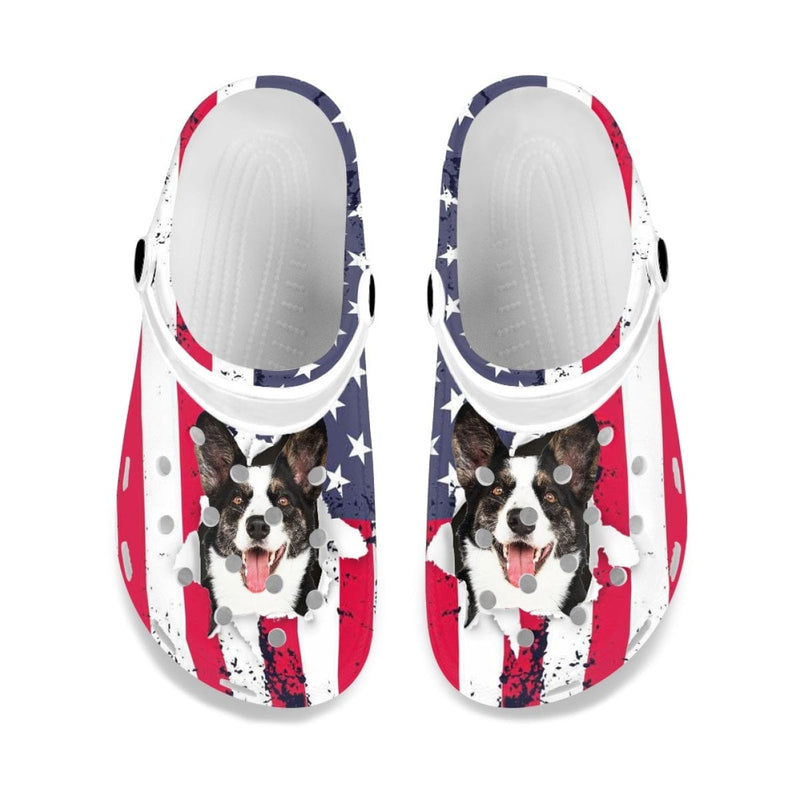 Custom Face American Flag Unisex White Hole Shoes Slides Classic Clogs