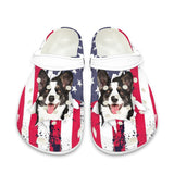 Custom Face American Flag Unisex White Hole Shoes Slides Classic Clogs