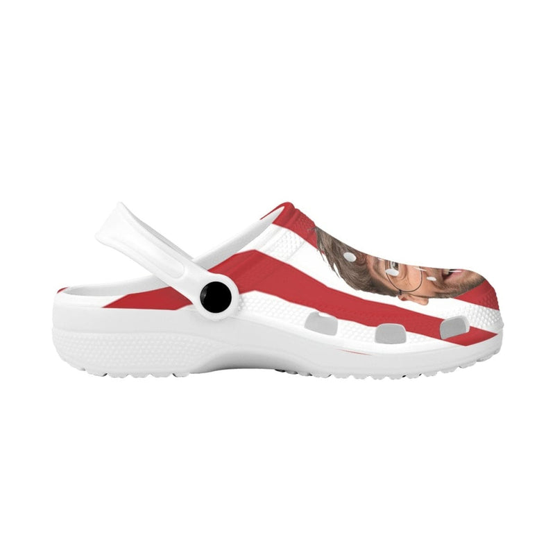 Custom Face American Flag Unisex White Hole Shoes Slides Classic Clogs