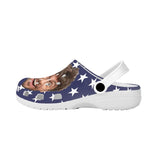 Custom Face American Flag Unisex White Hole Shoes Slides Classic Clogs