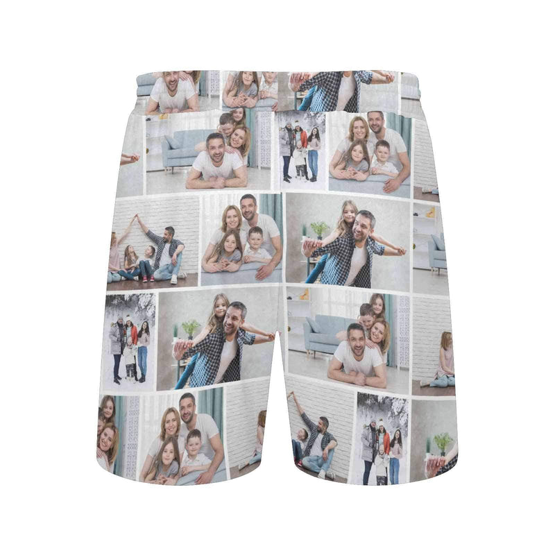 Custom Photo Happy Family Time Enjoy Men's Quick Dry Swim Shorts, Personalized Funny Swim Trunks