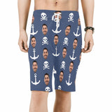 Custom Father Face Anchor Skull Men's Beach Shorts