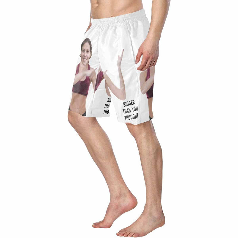 Custom Face Bigger Than You Personalized Photo Men's Elastic Beach Short