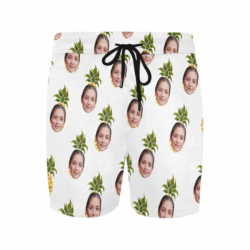 Custom Face Pineapple Men's Quick Dry Swim Shorts, Personalized Funny Swim Trunks