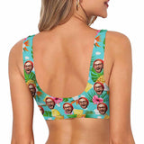 Sport Top-Custom Boyfriend Face Personalized Flower And Pineapple Bikini Swimsuit Top