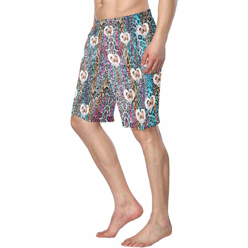 Custom Photo Leopard Men's Beach Shorts