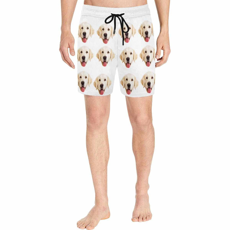 Custom Face Row Simple Men's Quick Dry Swim Shorts, Personalized Funny Swim Trunks