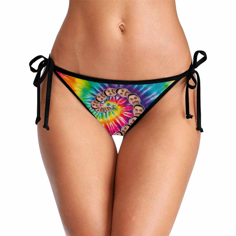 Custom Boyfriend Face Swirl Personalized Bikini Swimsuit Bottom