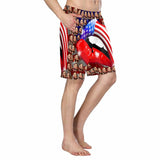 Custom Face Flag Mouth Personalized Photo Men's Elastic Beach Short