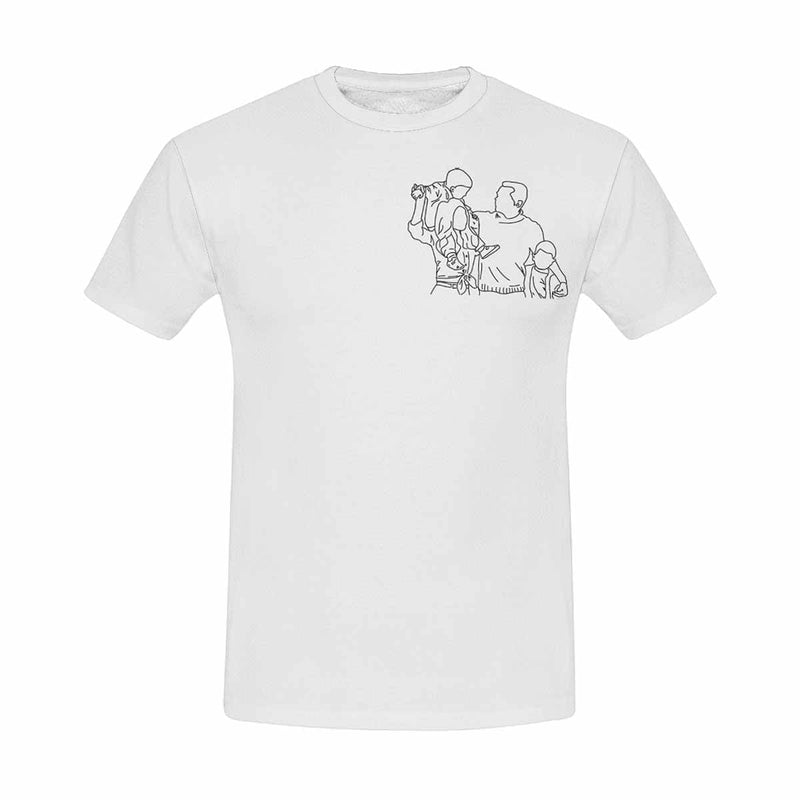 Custom Portrait Outline Shirt, Line Art Photo Shirt For Male, Custom Men's All Over Print T-shirt, Photo Outline Outfit For Family