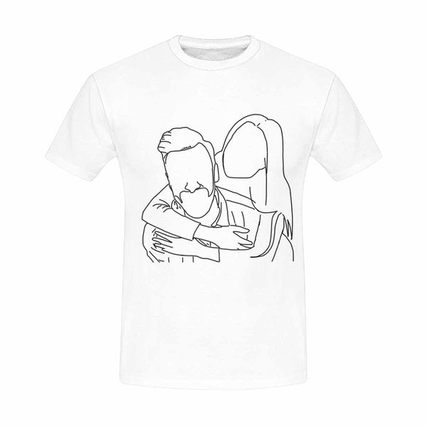 Custom Portrait Outline Shirt, Line Art Photo Shirt For Male, Custom Men's All Over Print T-shirt, Photo Outline Outfit For Couple