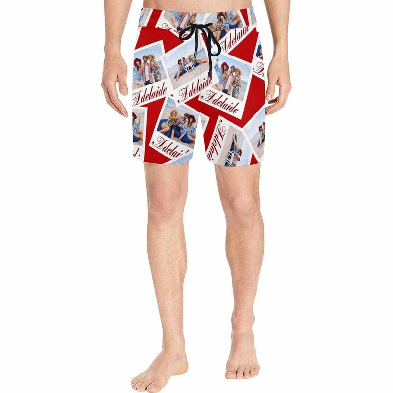 Custom Photo&Name Photo Wall Men's Quick Dry Swim Shorts, Personalized Funny Swim Trunks