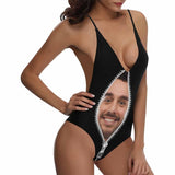 Custom Face Zipper Swimsuit Personalized Photo Women's One Piece Bathing Suits Valentine's Gift For Her