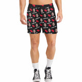 Custom Face Double Red Love You Men's Quick Dry Swim Shorts, Personalized Funny Swim Trunks