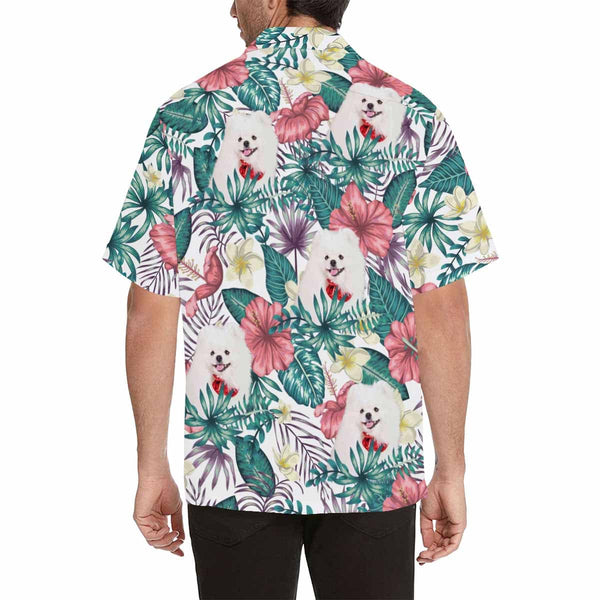 Custom Hawaiian Shirts with Face Puppy Love Anniversary Gift Tropical Aloha Shirt Custom Button Down Shirts for Him