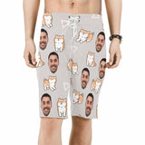 Custom Father Face Cute Dog Men's Beach Shorts