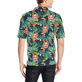 Custom Face Parrot Green Polo Shirt For Men, Personalized Photo Shirt, Customized Men's All Over Print Polo Shirt