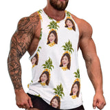 Custom Face Pineapple White Tank Tops Personalized Photo Men's Tank Top T-shirt