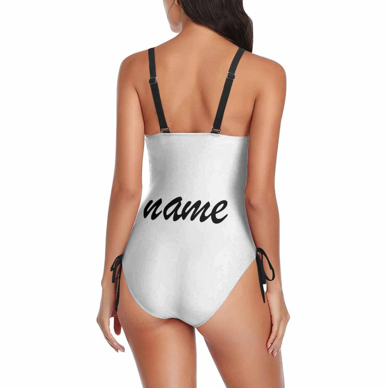 Bachelorette Swimsuit-Custom Face&Name Bride Swimsuit Personalized Women's New Drawstring Side One Piece Bathing Suit Bridesmaid Party Swimsuits