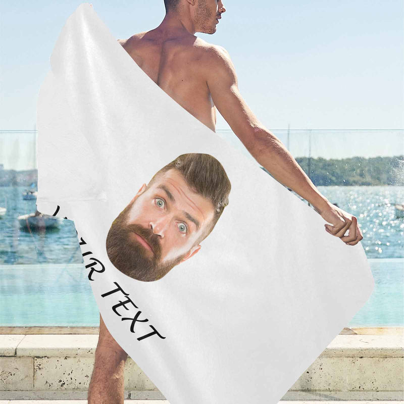 Custom Face&Text Bath Towel Beach Towel Pool Towel Camp Towel