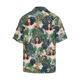 Custom Girlfriend Face Hawaiian Shirt Green Leaves Cute Plants Design Your Own Hawaiian Shirt Face on Shirt Gift