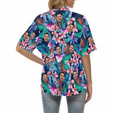 Custom Face Red Flower Women's Hawaiian Shirts