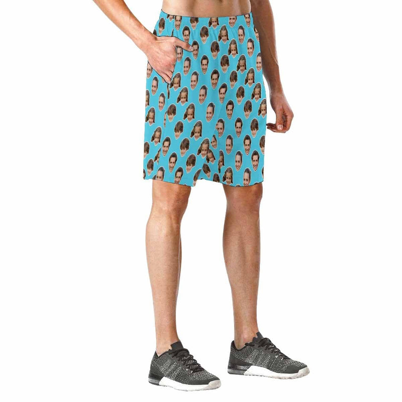 Custom Family Face Men's Elastic Beach Shorts