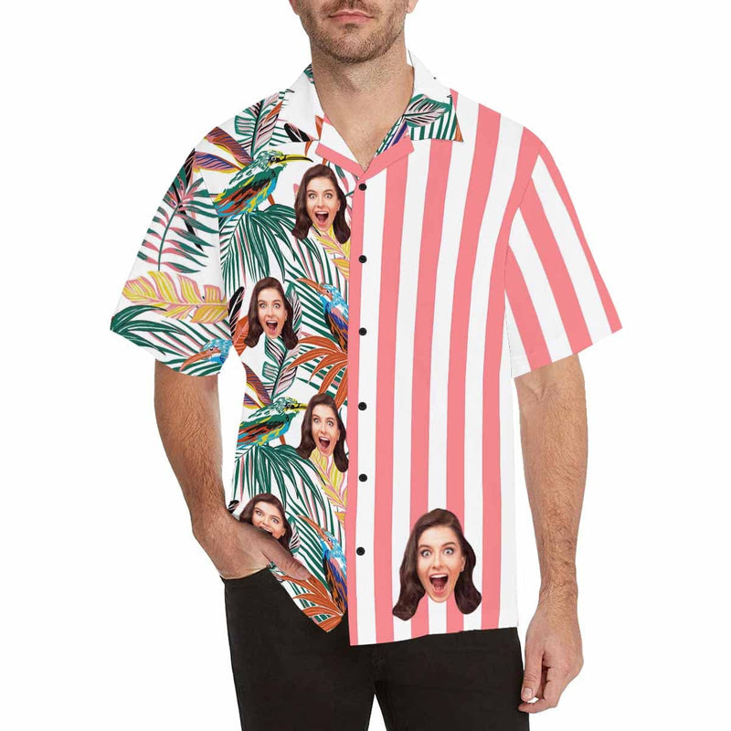 Custom Face Girlfriend Hawaiian Floral Shirts Casual Men's Summer Shirts Put Your Face on Shirt