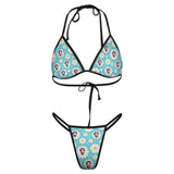 Custom Face Sexy Triganle Bikini Personalized Face Blue Bikini Swimsuit Gift