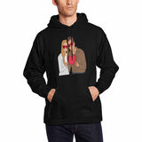 Custom Portrait Outline Shirt, Line Art Photo Shirt For Male, Custom Men's All Over Print Hoodie, Photo Outline Outfit For Couple Black