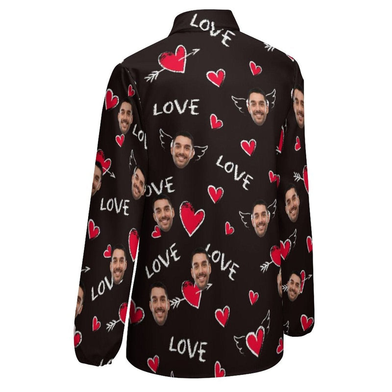 Custom Face Love You Vntage Casual Long Sleeve Hawaiian Shirts