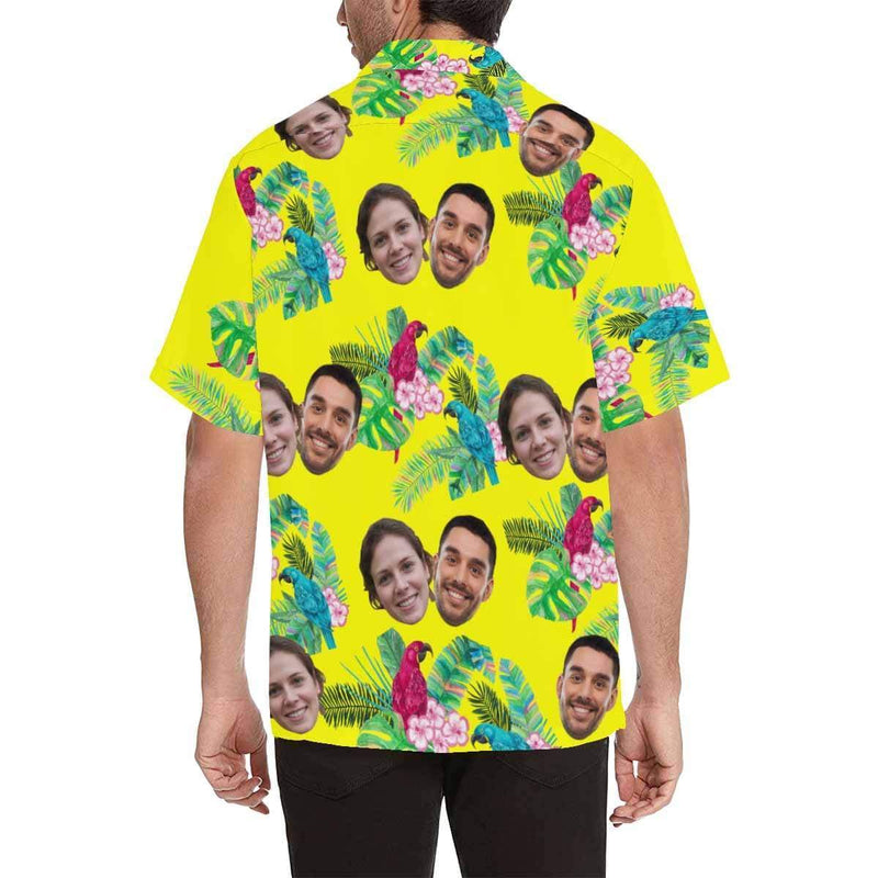 Custom Face Hawaiian Shirts Face Flower Birds Unisex & Teenage Design Your Own Funny Face Hawaiian Shirt