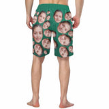 Custom Face Dark Green Personalized Photo Men's Elastic Beach Short