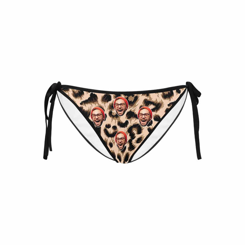 Custom Face Leopard Print Bikini Personalized Bikini Swimsuit Bottom