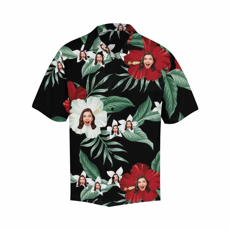 Hawaiian Shirts with Faces on Them White Flowers Custom Made Hawaiian Shirts for Him