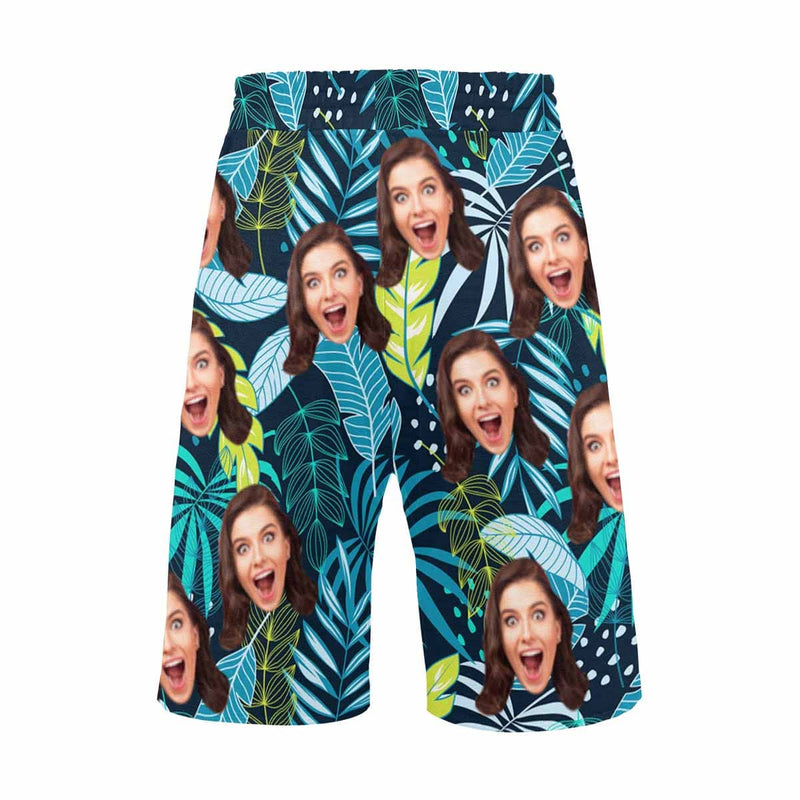 Custom Face Jungle Personalized Photo Men's Beach Short-Drawstring Short