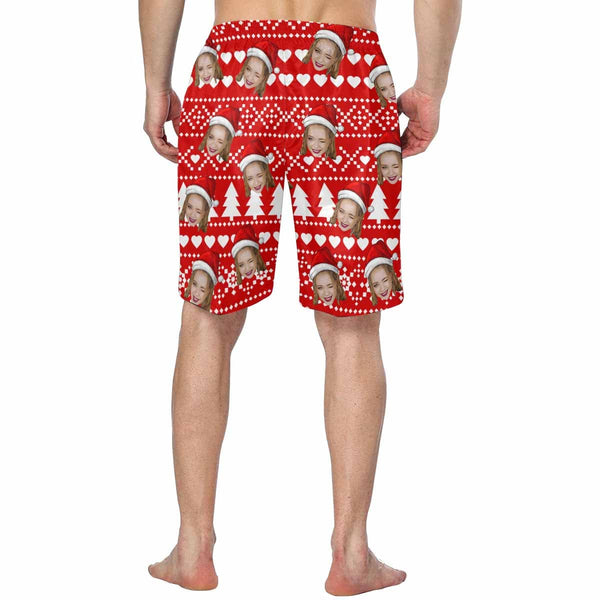 Custom Face Happy Time Men's Beach Shorts