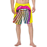 Custom Face Mouth Rainbow Personalized Photo Men's Elastic Beach Short