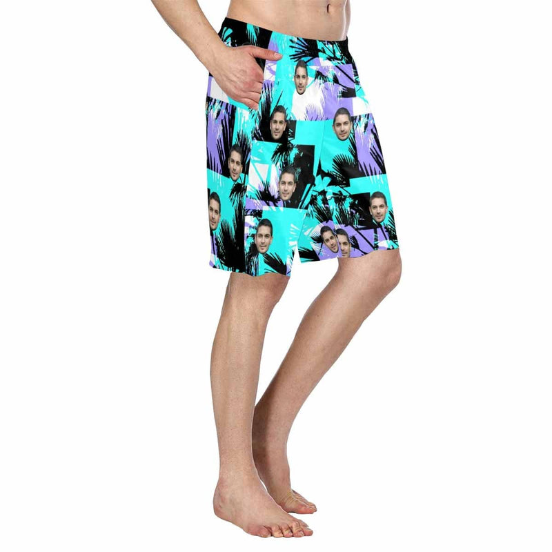 Custom Face Tree Personalized Photo Men's Elastic Beach Short