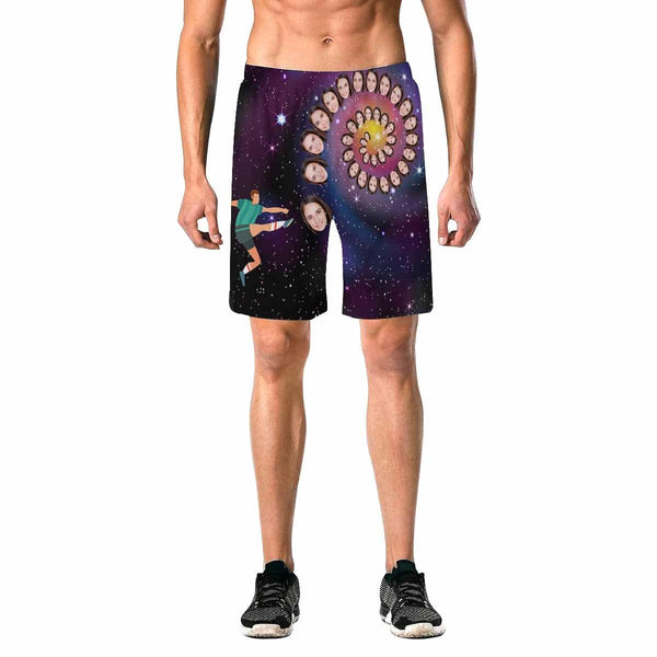 Custom Girlfriend Face Athlete Personalized Photo Men's Elastic Beach Short