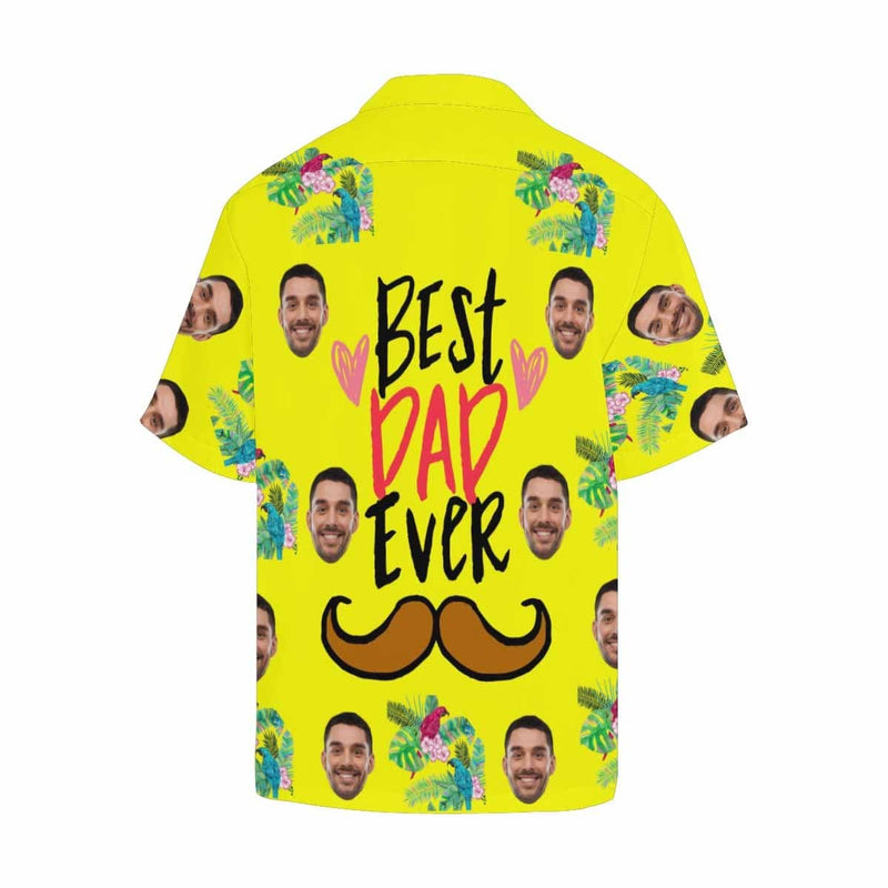 Custom Face Best Dad Ever Yellow Men's All Over Print Hawaiian Shirt