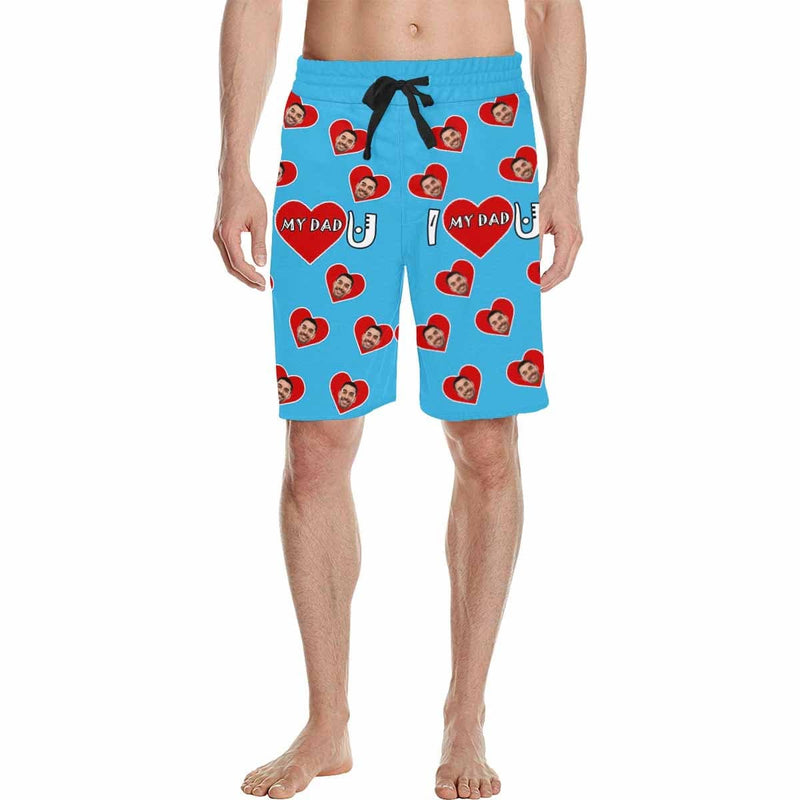 Custom Face Love My Dad Men's All Over Print Casual Shorts