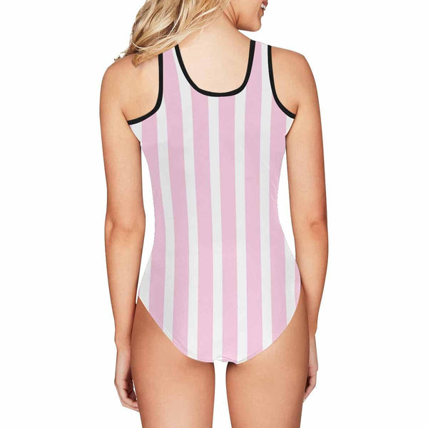 Custom Text Stripe Women's Tank Top Bathing Swimsuit