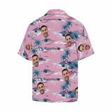 Hawaiian Shirt With Your Face Tropical Printing Trees Pink Create Your Own Hawaiian Shirt for Husband/Boyfriend