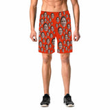 Custom Face Red Simple Men's Elastic Beach Shorts