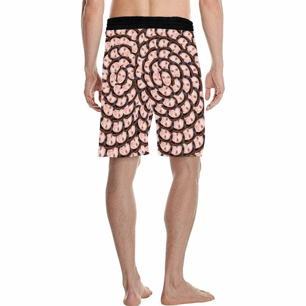 Custom Face Rotating Personalized Photo Men's Beach Short-Drawstring Short