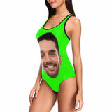 Custom Face Fluorescence Head Women's Tank Top Bathing Swimsuit