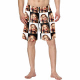 Custom Girlfriend Face Black & White Gird Men's Beach Shorts