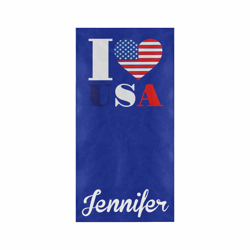 Custom USA Flag&Name Bath Towel Beach Towel Pool Towel Camp Towel