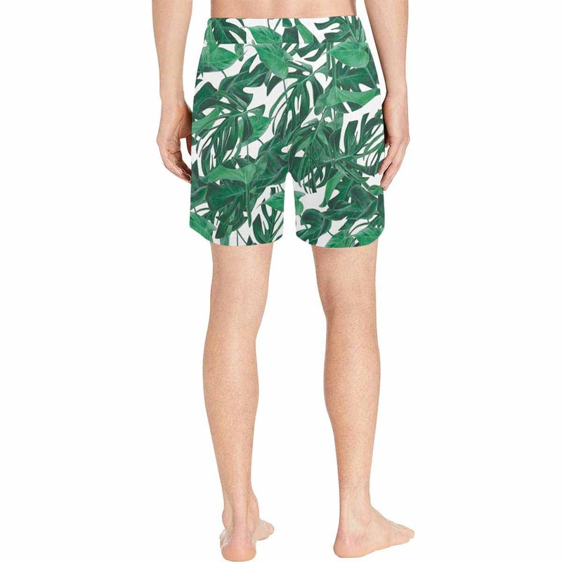 Custom Face Leaves Men's Quick Dry Swim Shorts, Personalized Funny Swim Trunks